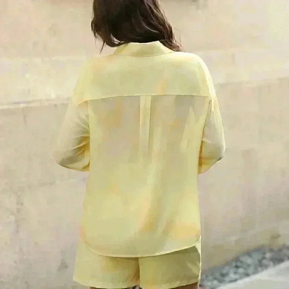 Yellow Boho Womens Shirt & Shorts Set - Picture 2 of 5